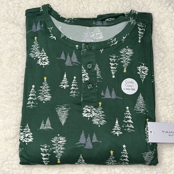 TAHARI Family Matching PJ Winter Green White Pine Christmas Trees Yellow Star - Picture 3 of 9